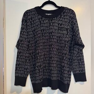 Karl Lagerfeld Paris Metallic Monogram Logo Sweater - Size 1X